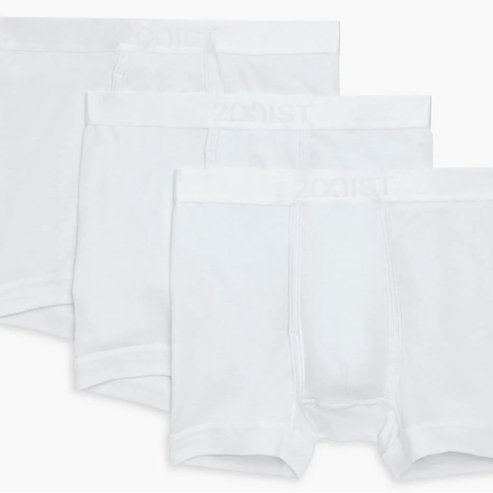 2xist Men’s Pima Cotton White Boxer Briefs - 3-Pack